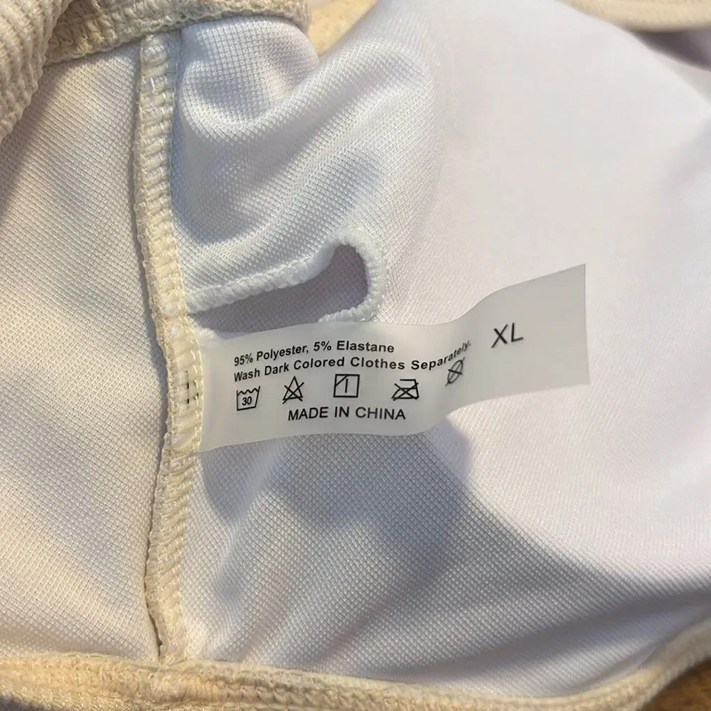 Macy Ella Rib Knot Front Bandeau Bikini Swimsuit XL NWOT